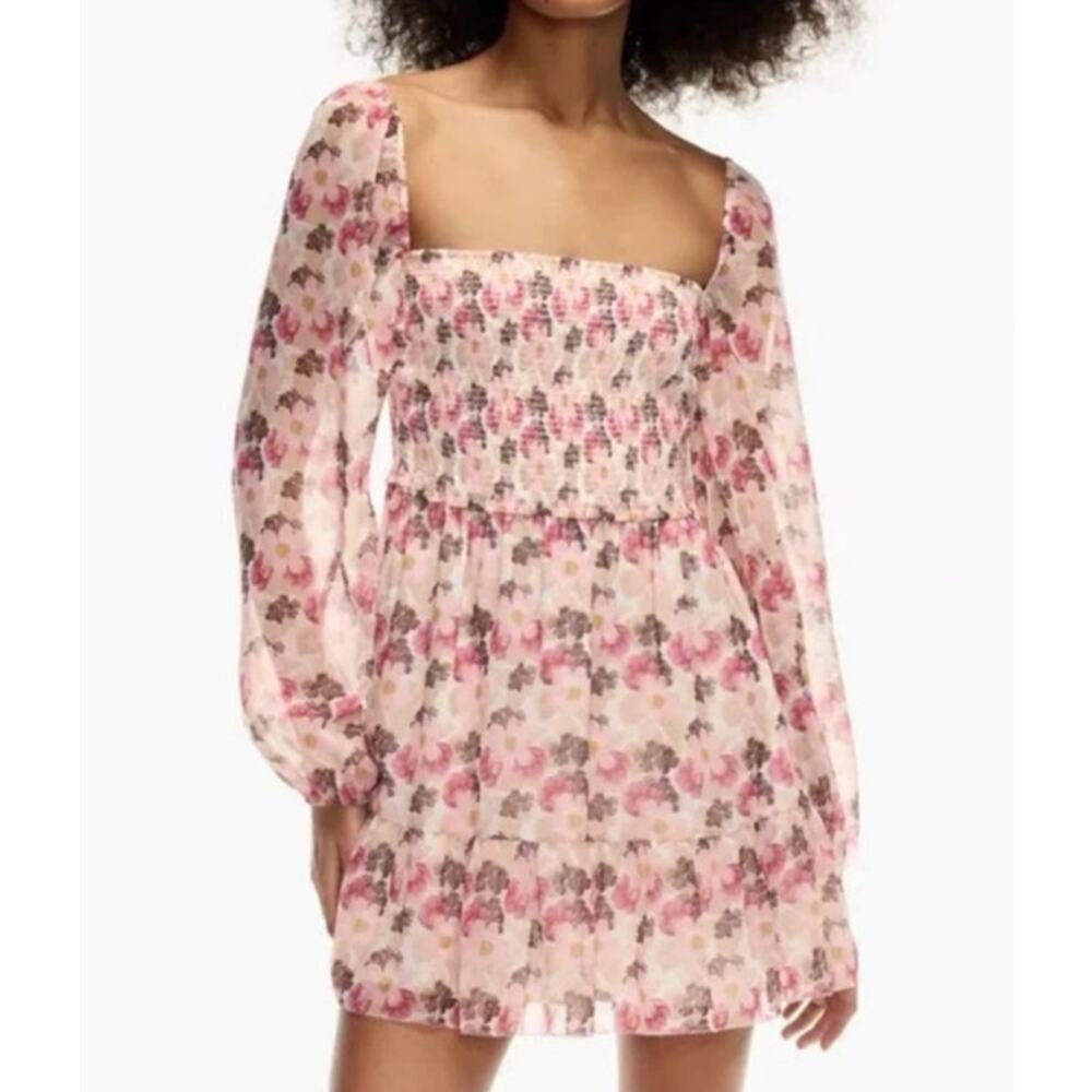 Aritzia Wilfred Tempest Floral Mini Dress Long Sleeve Romantic Boho S